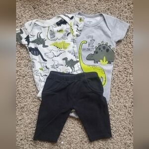 Baby Boy's 3-6M 3 PC Dinosaur Outfit Bundle.